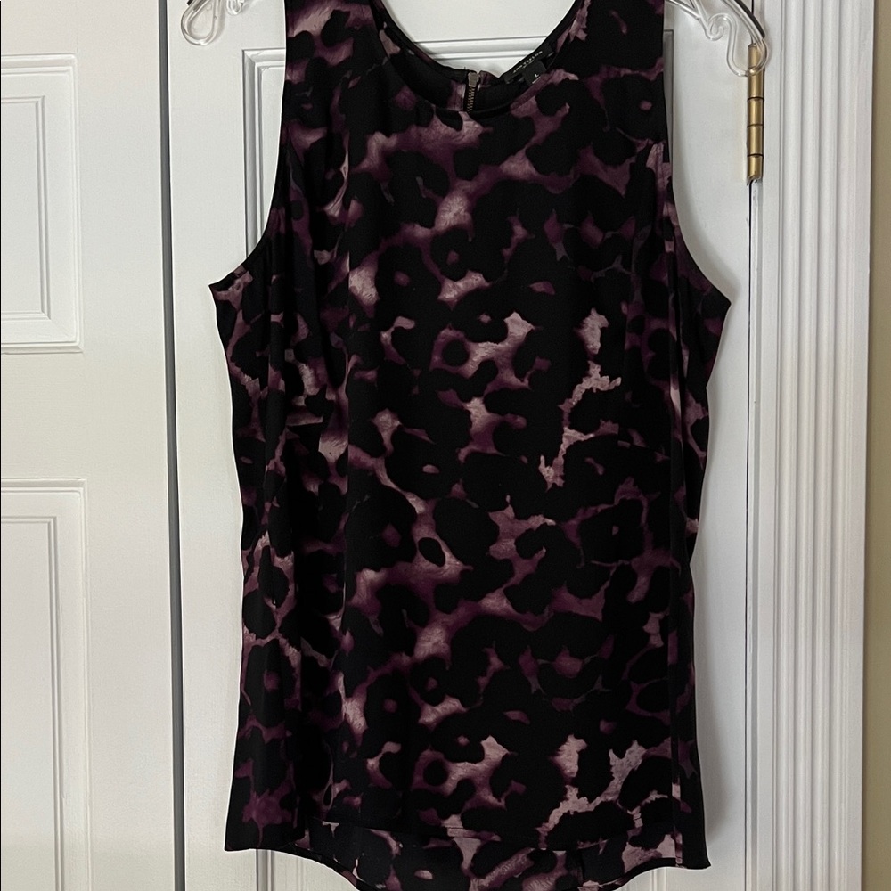 Ann Taylor Black and Purple Patterned Top